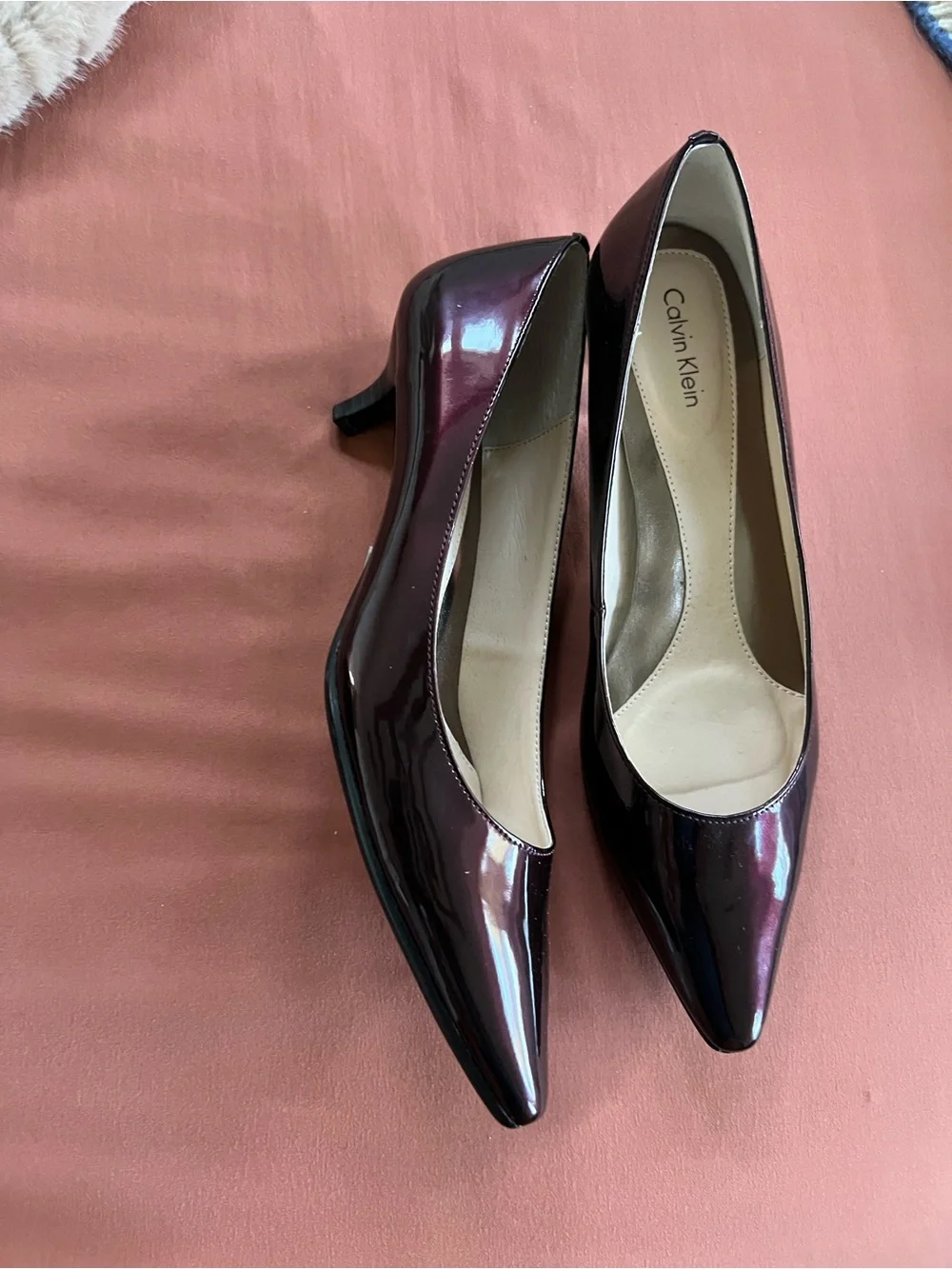 Calvin Klein Women's Patent Pointed Pumps in Wine